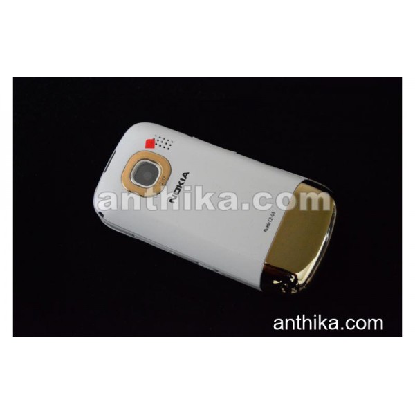Nokia C2-03 Kapak Kasa Tuş High Quality Full Housing White Gold New