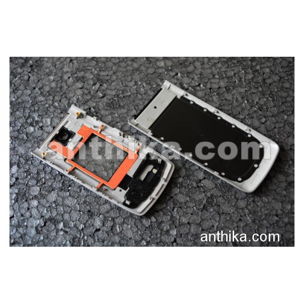 Nokia 6555 Fold Kapak Original Front and Battery Cover Silver Tim New