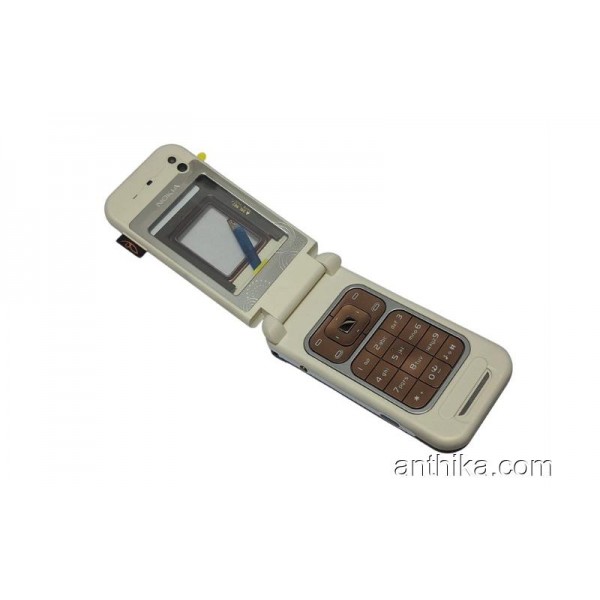 Nokia 7390 Kapak Kasa Tuş Flex Original Full Housing Chreme Brown New