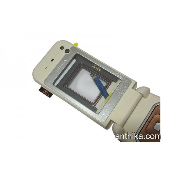 Nokia 7390 Kapak Kasa Tuş Flex Original Full Housing Chreme Brown New