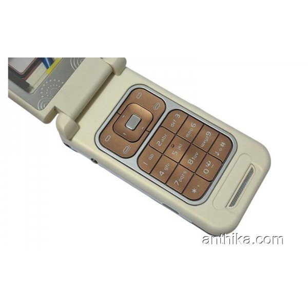 Nokia 7390 Kapak Kasa Tuş Flex Original Full Housing Chreme Brown New