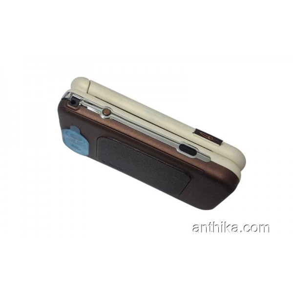 Nokia 7390 Kapak Kasa Tuş Flex Original Full Housing Chreme Brown New