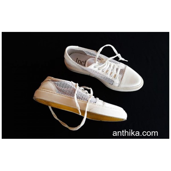 inci 38 Numara Kadın Spor Tarz Günlük Fileli Beyaz Ayakkabı