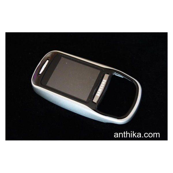 Samsung E350 Kapak Original Front Cover Silver Bla...
