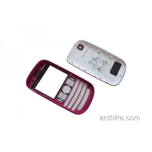 Nokia 201 N201 Asha 201Kapak Set Original Front and Battery Cover Pink