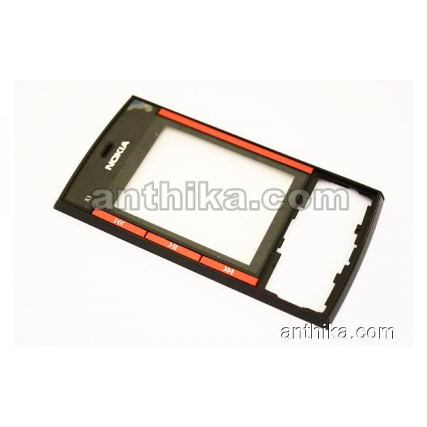 Nokia X3-00 Kapak Original Front Cover Red Black N...