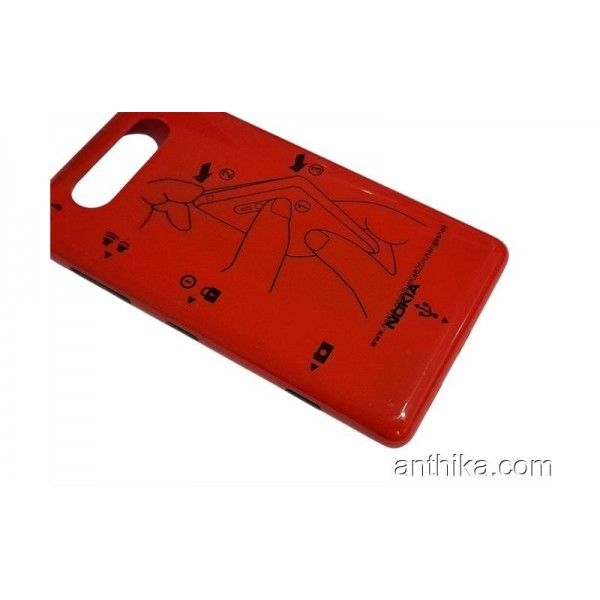 Nokia Lumia 820 N820 Kapak NFC Anten Original Battery Cover Red New