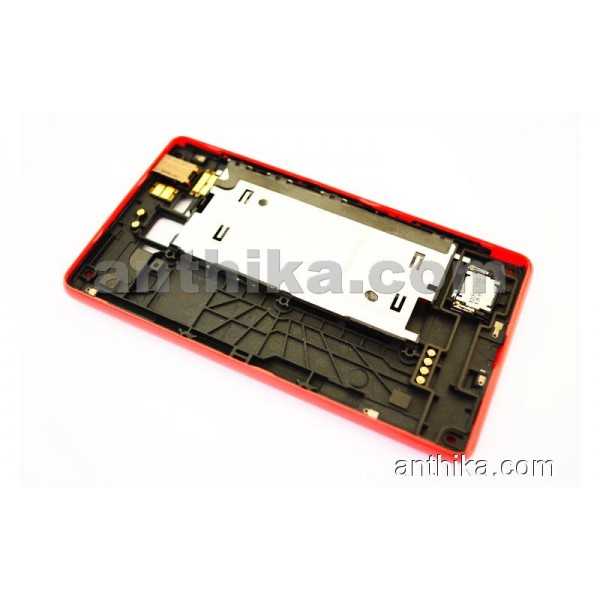 Nokia Lumia 820 Kapak Kasa NFC Anten Original Battery Middle Cover Red