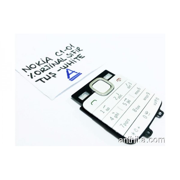 Nokia C1-01 Tuş Orjinal Keypad White