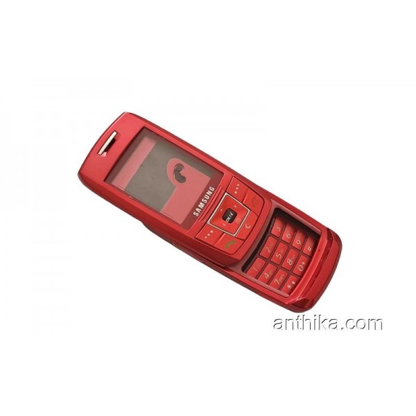 Samsung E250 Kapak Kasa Tuş Original Full Housing Red New