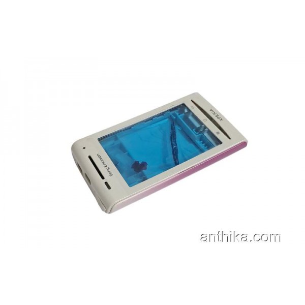Sony Xperia E15i X8 Kapak Kasa Tuş Full Cover White Pink New
