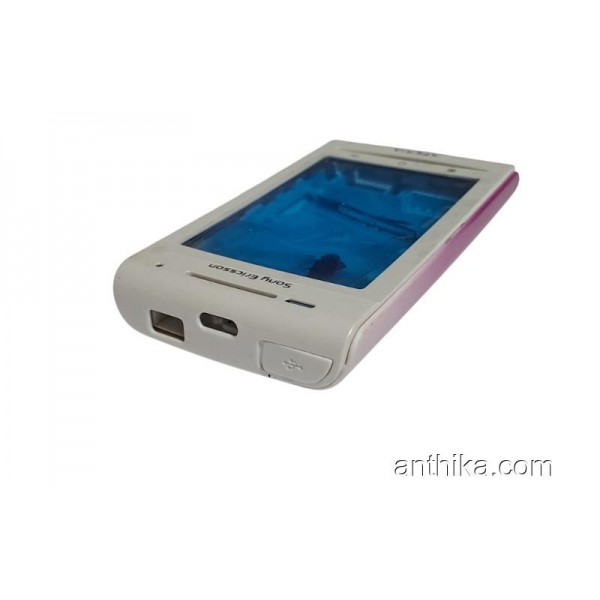 Sony Xperia E15i X8 Kapak Kasa Tuş Full Cover White Pink New
