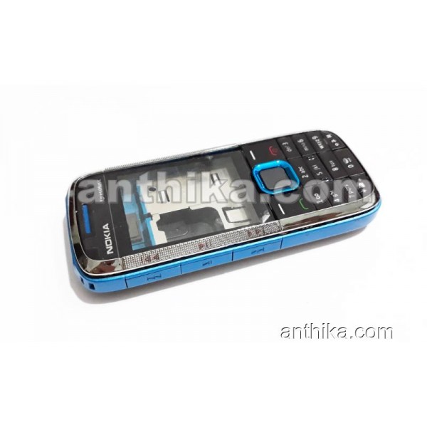 Nokia 5130 Kapak Kasa Tuş Original Middle Cover High Quality Cover Blue